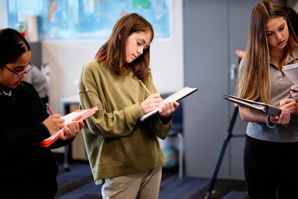 A photo of three scholars at Leman Academy East Tucson