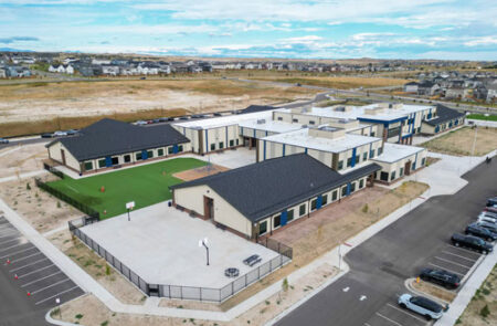 Aerial view of Leman Academy Parker-Bayou Gulch school