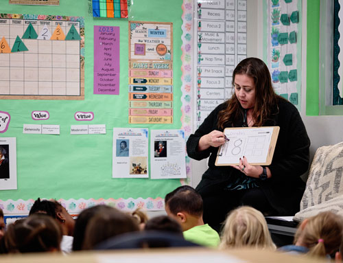 Teacher reading to her preschool class