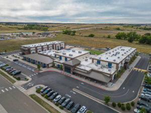 A dron shot of Leman Academy campus in Parker Colorado