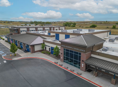 Aerial view of the Leman Academy Stroh Campus