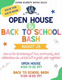 Open House Back to school bash flier