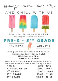 Pre-K to 3rd Grade Popsicle flier invite